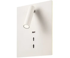 16W + 3W LED sieninis šviestuvas ZEN, baltas, 3000K, šviesos kampas 120°, skaitymo šviestuvėlio - 20°, su USB, 01-2995