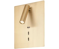 16W + 3W LED sieninis šviestuvas ZEN, bronzos sp., 3000K, šviesos kampas 120°, skaitymo šviestuvėlio - 20°, su USB, 01-2996
