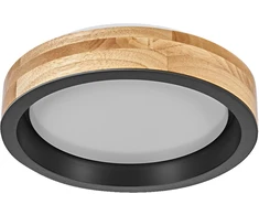 Lubinis šviestuvas 16W LED paviršinis šviestuvas ORBIS MARIANO, juodos/medienos sp., 3000K