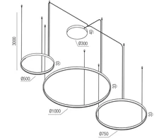 176W LED pakabinamas šviestuvas ORION, juodas, 2700/3000/4000K, dimeriuojamas, 01-3885