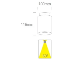 Lubinis šviestuvas 18+2W LED paviršinis šviestuvas, juodas, 3000K, 12120A/B/W