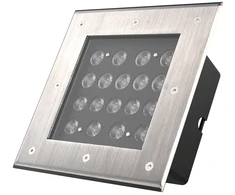 18W LED įleidžiamas į žemę lauko šviestuvas INGROUND SQUARE, juodas, 3000K, 28°, IP67
