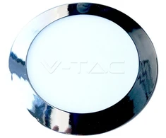 18W LED įmontuojama panelė V-TAC Slim, chromo spalvos, apvali, 6400K (šaltai balta)
