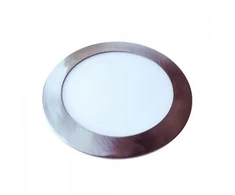 18W LED įmontuojama panelė V-TAC Slim, satino / nikelio spalvos, apvali, (4500K) natūraliai balta