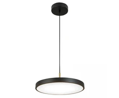 18W LED pakabinamas šviestuvas, juodos/šlifuoto žalvario sp., 3000K, dimeriuojamas, 25145