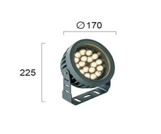18W LED prožektorius ERMIS, tamsiai pilkas, 3000K, IP66, 4205200