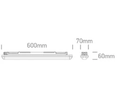 18W LED T8 šviestuvas, pilkas, 60cm, 3000/4000/6500K, IP65, 38120N/V