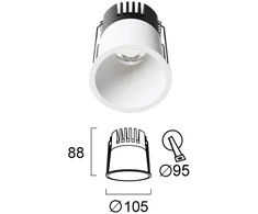 19W LED įleidžiamas šviestuvas DYLAN, baltas, 2700/4200/6500K, 4331500