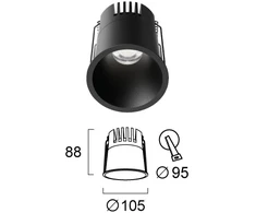 19W LED įleidžiamas šviestuvas DYLAN, juodas, 2700/4200/6500K, 4331501