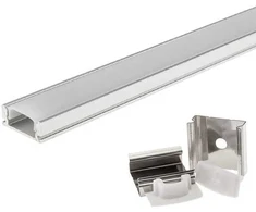 1m LED juostos paviršinis profilis OPTONICA, pilkas, 17.4x7mm, komplektuojamas su dangteliu ir užbaigimais
