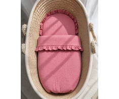 2 dalių muslino kūdikio patalynės komplektas su raukinuku My Sweet Baby retro pink