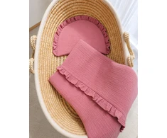 2 dalių muslino kūdikio patalynės komplektas su raukinuku My Sweet Baby retro pink