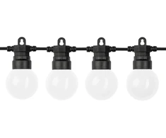 20 LED lempučių girlianda, 10m, 2700K, IP65, su saulės baterija, matinis stiklas