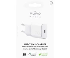 Puro Elektrik Puro Baltas 20W Power Delivery USB-C sieninis įkroviklis – baltas