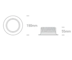 20W įleidžiamas šviestuvas, juodas, 3000/4000/6000K, IP44, 10120UV/B/V