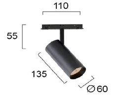 20W LED akcentinis šviestuvas į magnetines sistemas VIOKEF MAGNETIC, juodas, 3000/4000/6000K, 4244100S