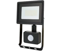 20W LED prožektorius KASTEL, juodas, 4000K, IP65, su judesio davikliu