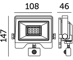 20W LED prožektorius su judesio davikliu MHC, juodas, 4000K, IP54