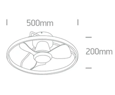 Lubinis šviestuvas 20W ventiliatorius su dimeriuojamu 28W LED šviestuvu, baltas, 3000/4000/5500K, 6300A/W/V