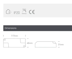21-29,4W 550/600/650/700mA LED maitinimo šaltinis, dimeriuojamas, 89030UT
