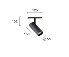 Pakabinamas šviestuvas 21W LED akcentinis šviestuvas į magnetines sistemas VIOKEF MAGNETIC, juodas, 3000K, dimeriuojamas, 4244100