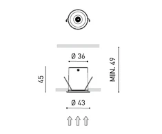 2,1W LED įleidžiamas šviestuvas ARKOSLIGHT SHOT LIGHT, juodas, 3000K