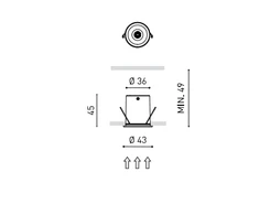2,1W LED įleidžiamas šviestuvas SHOT LIGHT, juodas, 3000K, 19º