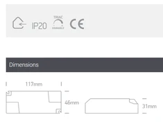 22W 400/450/500/550mA LED maitinimo šaltinis, dimeriuojamas, 89024UT