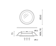 22W LED įleidžiamas šviestuvas DROP 3, baltas, 3000K, IP43, DALI
