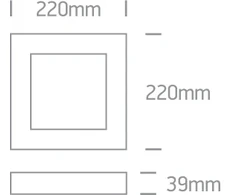 Lubinis šviestuvas 22W LED kvadratinis plafonas, baltas, 2700/3000/4000K, 62122F/W/V