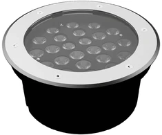 24W LED įleidžiamas į žemę lauko šviestuvas INGROUND ROUND, juodas, 4000K, 9°, DALI, IP67