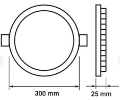 24W LED įmontuojama panelė OPTONICA, apvali, 4500K (dienos šviesa)