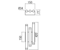 24W LED sieninis šviestuvas MADISON, juodas, 3000K, 01-2038