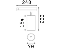 25W LED akcentinis šviestuvas į 3 fazių bėgelius FOX, juodas, 4000K, DALI, 340975