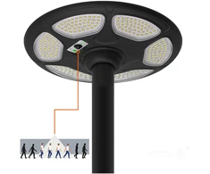 25W LED gatvės šviestuvas su saulės baterija SOLSUMI CIRCLE, juodas, 4000K, su judesio davikliu, IP54
