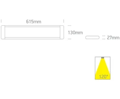 25W LED paviršinis linijinis šviestuvas, baltas, 3000/4000/6500K, 38225M/W/V