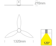 Lubinis šviestuvas 25W ventiliatorius su dimeriuojamu 22W LED šviestuvu, juodas/tamsaus medžio sp., 3000/4000/5500K, 6312DC/B/V
