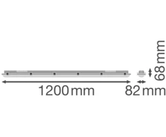 26/22/17/14W LED linijinis šviestuvas DP 1200, pilkas, 4000K, IP66, 110°