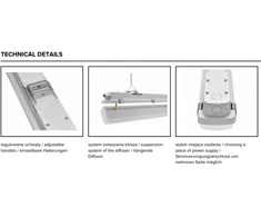 26-46W linijinis šviestuvas TYTAN 2 LED MULTI, 1152mm, pilkas, 4000K, su 3h avariniu moduliu