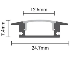 2m LED juostos įleidžiamas profilis OPTONICA, juodas, 12.5x7.4mm, komplektuojamas su dangteliu ir užbaigimais