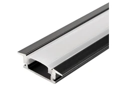 2m LED juostos įleidžiamas profilis OPTONICA, juodas su baltu dangteliu ir užbaigimais