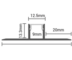 2m LED juostos įleidžiamas profilis OPTONICA, sidabro sp., komplektuojamas su dangteliu ir užbaigimais