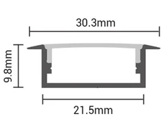 2m LED juostos įleidžiamas profilis OPTONICA, sidabro sp., 21.5x9.8mm, komplektuojamas su dangteliu ir užbaigimais