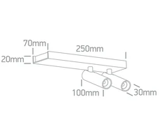 2x5W LED lubinis šviestuvas, juodas, 3000K, pakreipiamas, 65004B/B/W