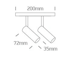 2x6W LED šviestuvas į magnetines sistemas MINI/MIDI/MAXI/P&amp;P, baltas, 3000/4000K, 48V, 38°, DALI, 42108AL/W/V