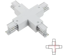 3 fazių bėgelių X formos sujungimas, baltas, 6CON411607B