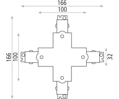 3 fazių bėgelių X formos sujungimas, baltas, 6CON411607B