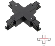 3 fazių bėgelių X formos sujungimas, juodas, 6CON411607N