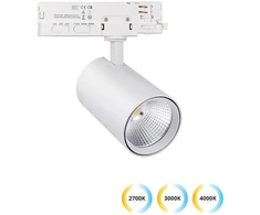 30W LED akcentinis šviestuvas į 3 fazių bėgelius KENTO, baltas, 2700/3000/4000K, dimeriuojamas, 24°, 4323400