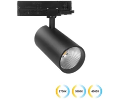 30W LED akcentinis šviestuvas į 3 fazių bėgelius KENTO, juodas, 2700/3000/4000K, dimeriuojamas, 24°, 4323401